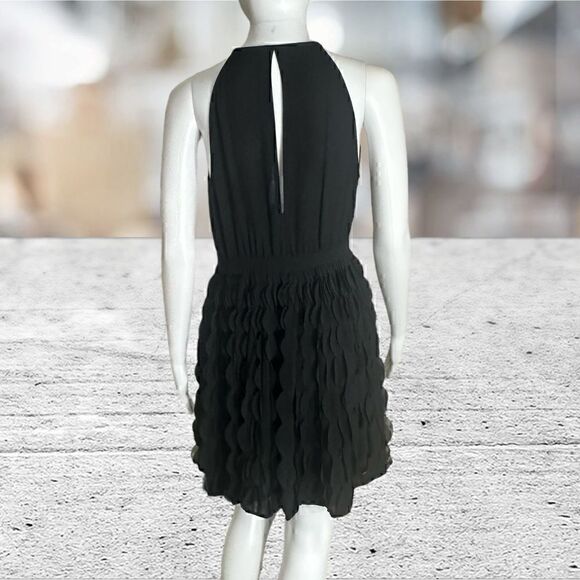 DVF Black Sleeveless Halter Neck 3D Bottom Dress - Picture 4 of 7